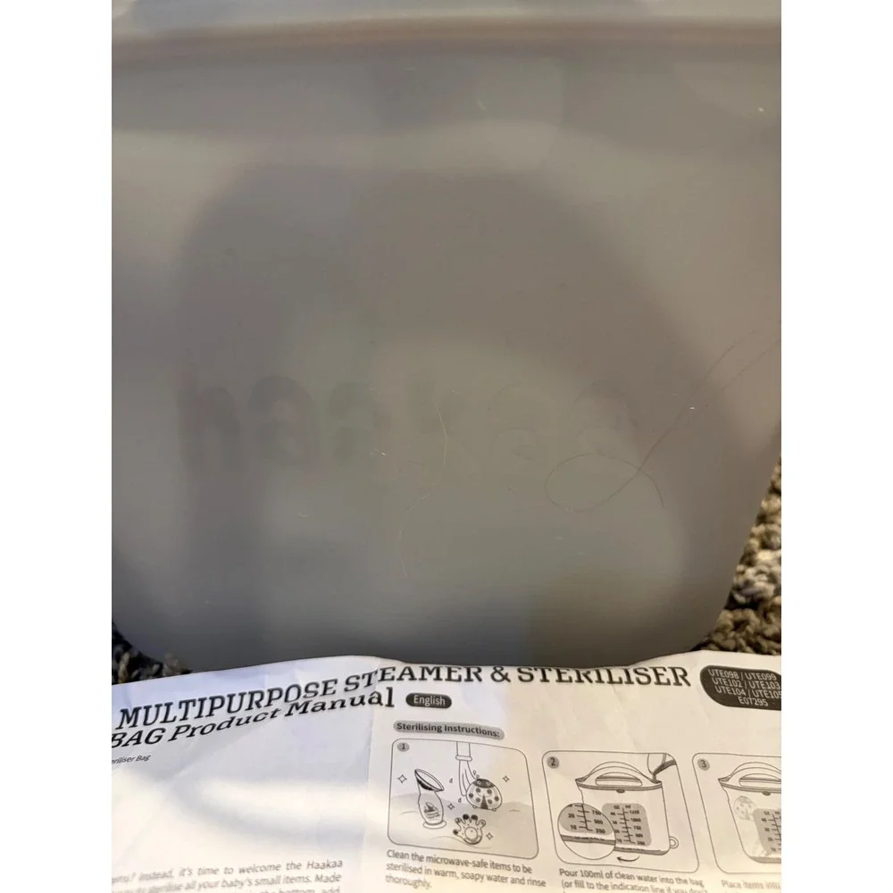 Haakaa Multipurpose Silicone Steamer Steriliser Bag Grey 1250ml Reusable Bag